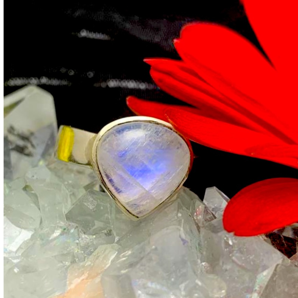 Vivid Blue Moonstone, 925 silver Ring